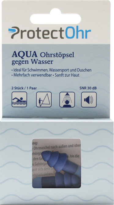 Handelsverpackung ProtectOhr AQUA Ohrstöpsel gegen Wasser AQUA