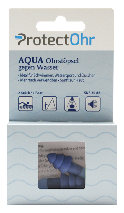 Handelsverpackung ProtectOhr AQUA Ohrstöpsel gegen Wasser AQUA