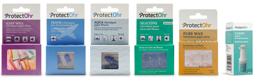 Die vier hochwertigen ProtectOhr-Produkte im Überblick Abbildung aller verfügbaren ProtectOhr-Produkte im Überblick