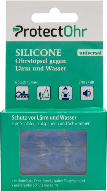 Handelsverpackung ProtectOhr SILICONE universal – gegen Lärm und Wasser SILICONE