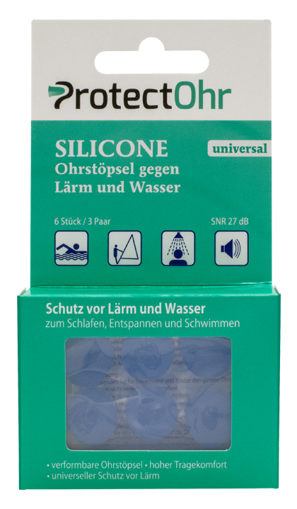 Handelsverpackung ProtectOhr SILICONE universal – gegen Lärm und Wasser SILICONE