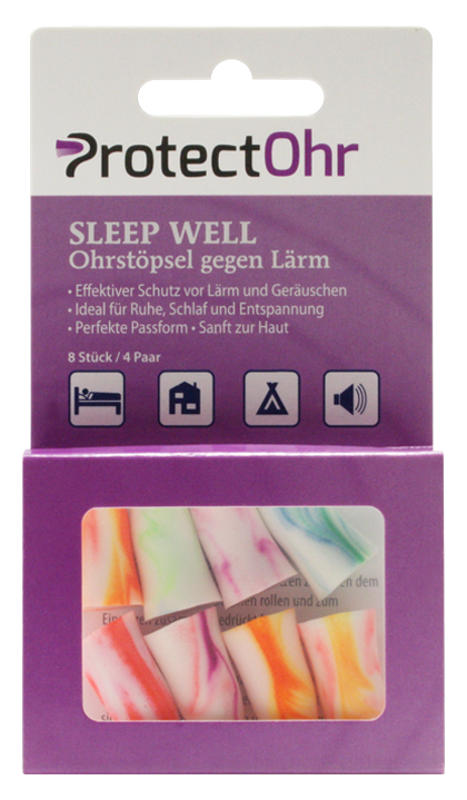 Handelsverpackung ProtectOhr SLEEP WELL Ohrstöpsel gegen Lärm SLEEP WELL